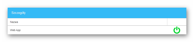 Okno licencje w zakładkce WebApp