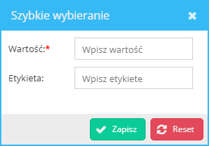 Okno Szybkie wybieranie