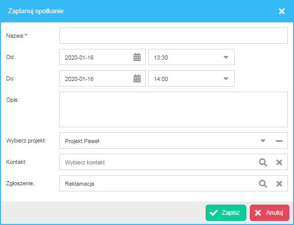 okno zaplanuj spotkanie