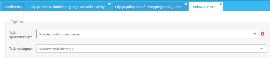 Zakładka Dodawanie ACL